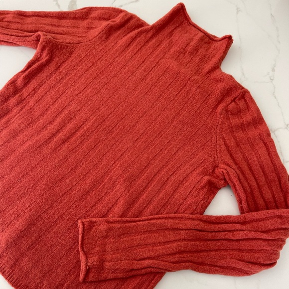 Madewell Women’s Rust Red Ribbed Mock Neck Sweater Size S - Picture 1 of 9